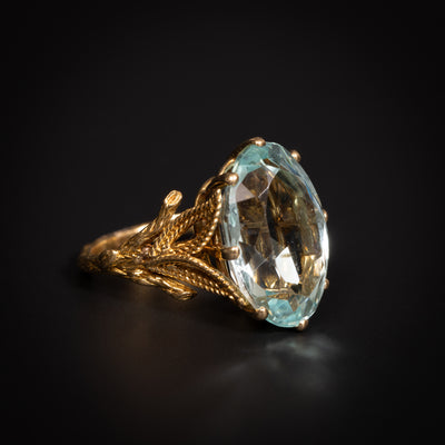 VIntage gouden ring met aquamarijn - #1
