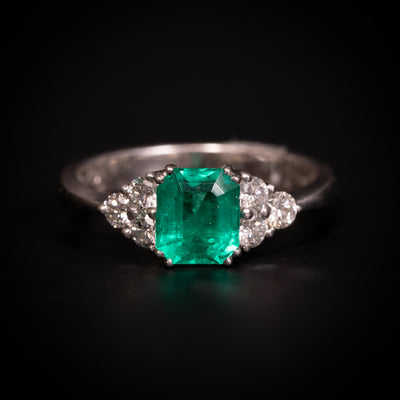 Vintage gouden ring met smaragd en diamant - #1