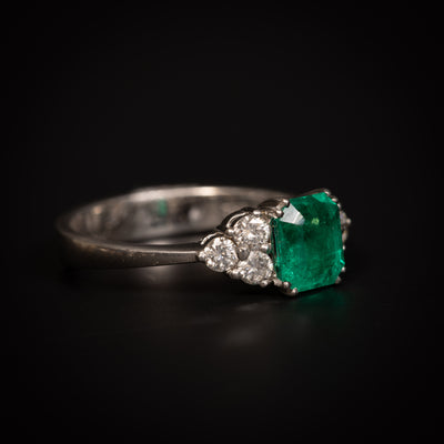 Vintage gouden ring met smaragd en diamant - #5