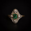 Art Deco ring met smaragd en diamant
