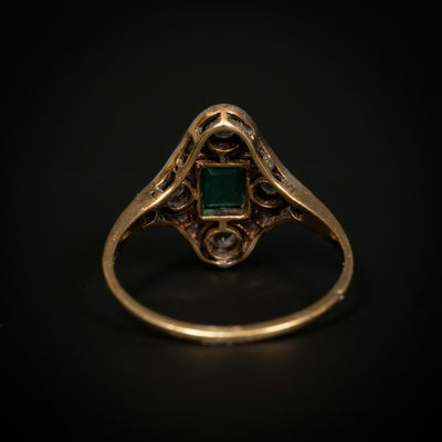 Art Deco ring with emerald and diamond - #4