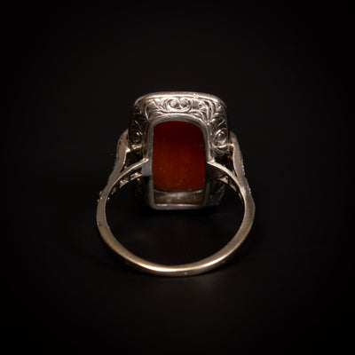 Art Deco ring met bloedkoraal en diamant - #3