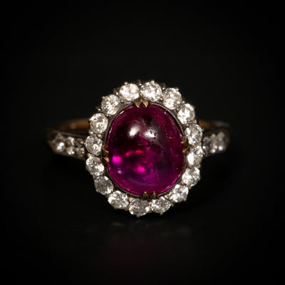 Antieke ring met robijn en diamanten - #5