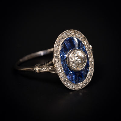 Art Deco ring met diamant en saffier - #2