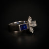 Art Deco ring met saffier en diamant