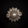 Vintage ring met boutonparel en diamant