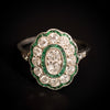 Art Deco platinum ring with diamonds and emeralds - #1