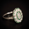 Art Deco platinum ring with diamonds and emeralds - #2