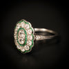 Art Deco platinum ring with diamonds and emeralds - #3