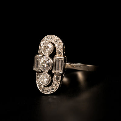 Diamanten Art Deco ring in platina en witgoud - #3