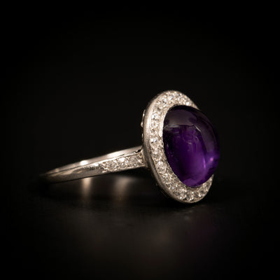 Antique platinum ring with amethyst - #2