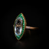 Gold ring with aquamarine and emeralds - #2