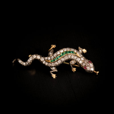 Antique lizard brooch - #3