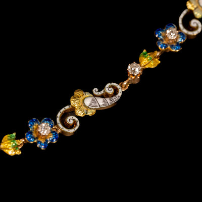 Antique necklace and pendant with opal, diamonds and enamel - #8