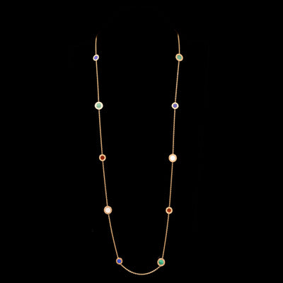 Vintage lang collier met gekleurde stenen - #2