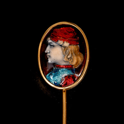 Gouden reversspeld met portret in email - #1