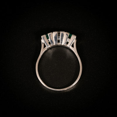 White gold ring with emeralds and diamond - #3