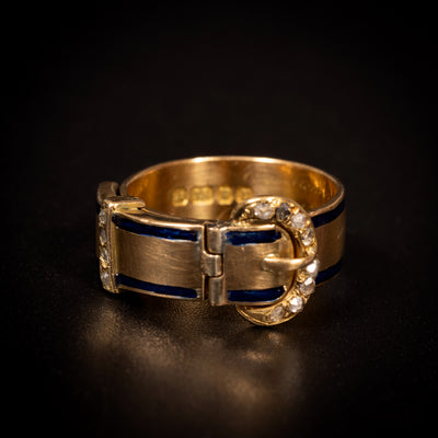 Antieke Engelse gespring met diamant en email - #2