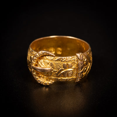 Victorian engraved buckle ring - #1