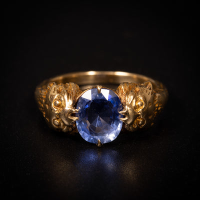 Art Nouveau ring with blue sapphire - #2