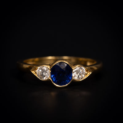 Gouden ring met saffier en diamant - #1