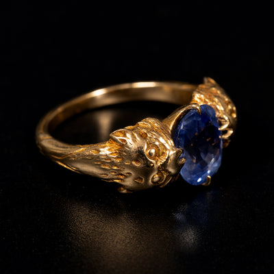 Art Nouveau ring with blue sapphire - #3