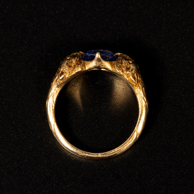 Art Nouveau ring with blue sapphire - #4