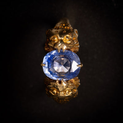 Art Nouveau ring with blue sapphire - #5