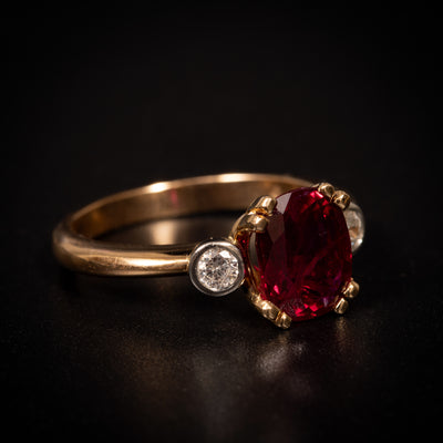 Gouden ring met antieke robijn en diamanten - #3