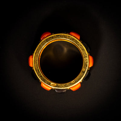 Vintage gouden ring met onyx en koraal - #3