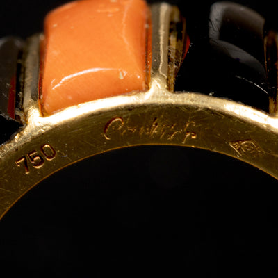 Vintage gouden ring met onyx en koraal - #4
