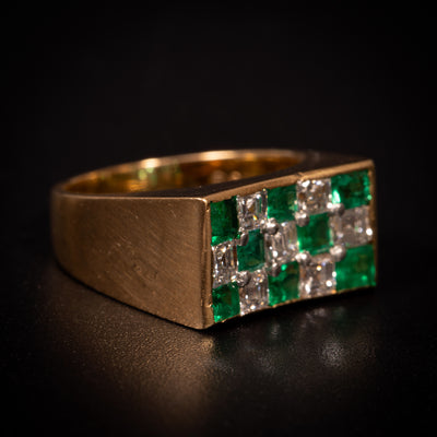 Vintage ring with checkered diamonds and emeralds - #2