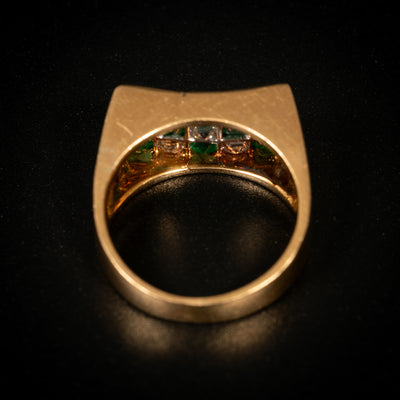 Vintage ring with checkered diamonds and emeralds - #3