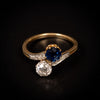 Antique toi-et-moi ring with diamonds and sapphire - #4