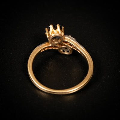 Antique toi-et-moi ring with diamonds and sapphire - #3