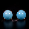 White gold earrings with turquoise - #1