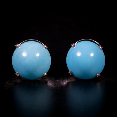 White gold earrings with turquoise - #1