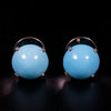 White gold earrings with turquoise - #3