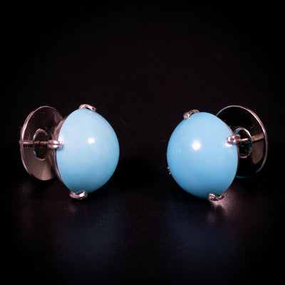 White gold earrings with turquoise - #2