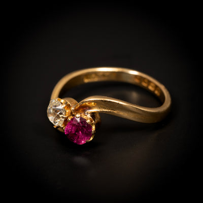 Toi-et-moi ring with ruby and diamond - #1
