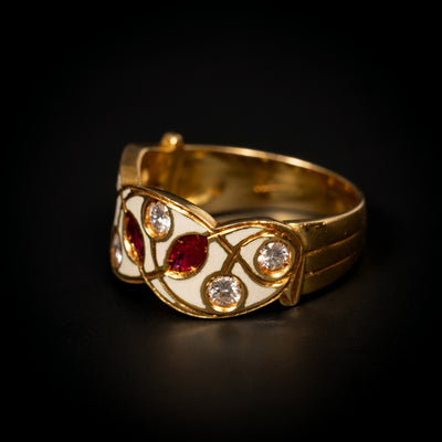 Geëmailleerde ring met robijn en diamant - #3