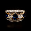Gold ring with sapphire and diamond
