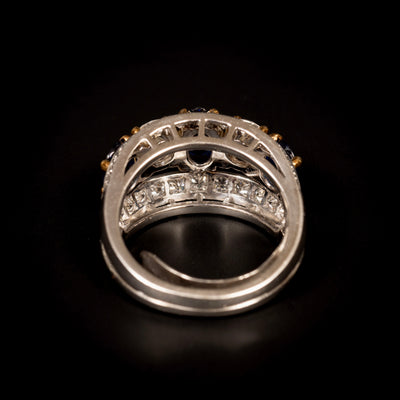 Gold ring with sapphire and diamond - #4