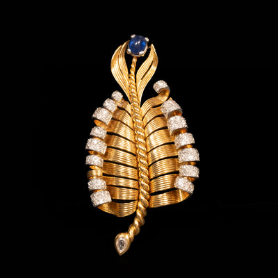 Kapitale gouden broche met saffier en diamant - #1