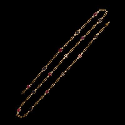 Vintage gouden collier met diamant, saffier en robijn - #2