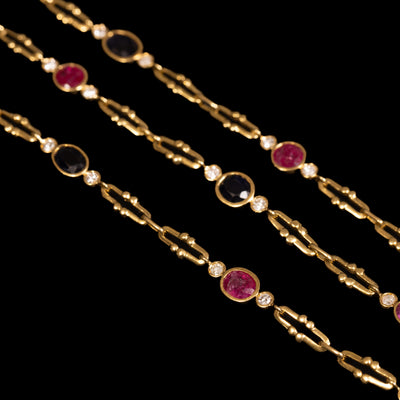 Vintage gouden collier met diamant, saffier en robijn - #1