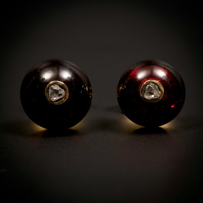 Antieke oorbellen met granaat en diamant - #2