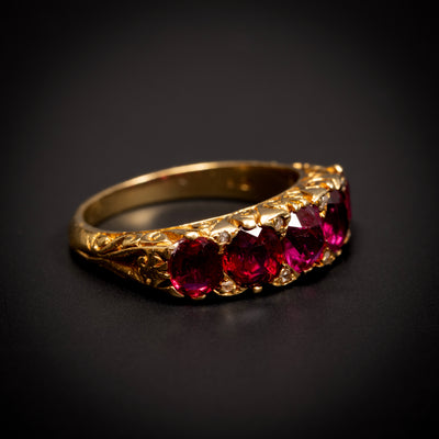 Antieke gouden rijring met robijn - #2