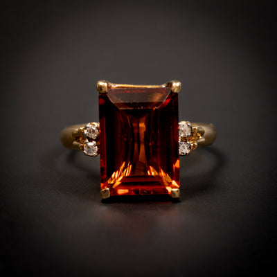 Vintage ring met citrien en diamant - #1