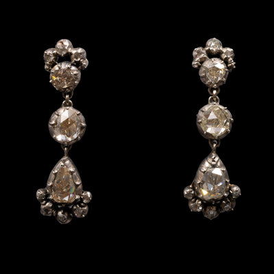 Antique earrings with rose-cut diamonds - #1